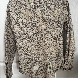 Women's Elegant Beige and Black Lace Pattern Shirt